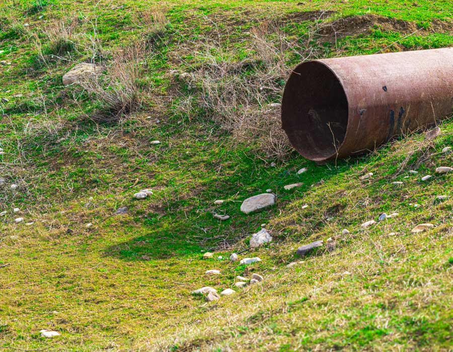 Culvert in dry pond