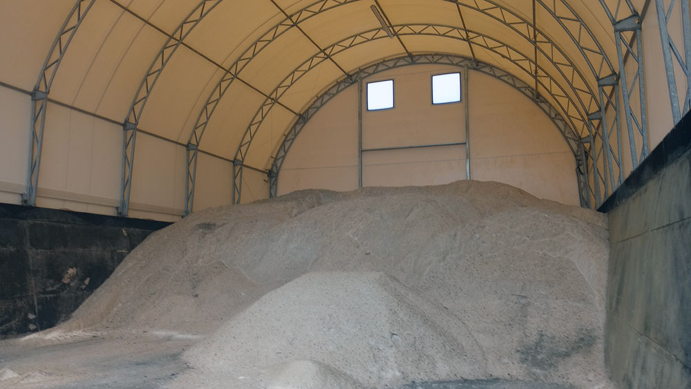 A road salt storage barn in Queensbury, New York.